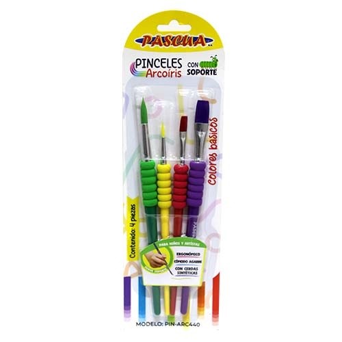 PINCELES ARCOIRIS C/SOPORTE 4PZ-PASCUA-PINCEL