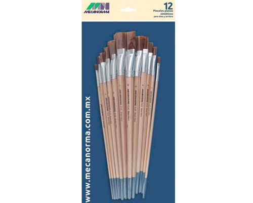 PINCELES PLANOS SINTETICOS 12PZ-MECANORMA-PINCEL