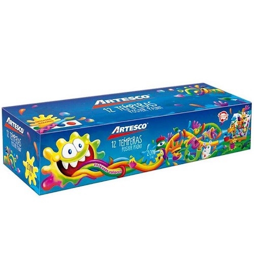 PINTURA TEMPERA 20ML COLORES SURTIDOS 12PZ-ARTESCO-PINTURA TEMPERA