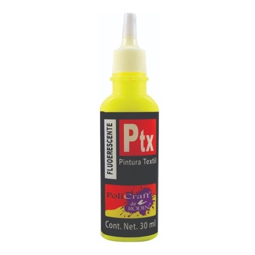 PINTURA TEXTIL FLUORESCENTE 30ML-POLICRAFT-PINTURA ESCOLAR