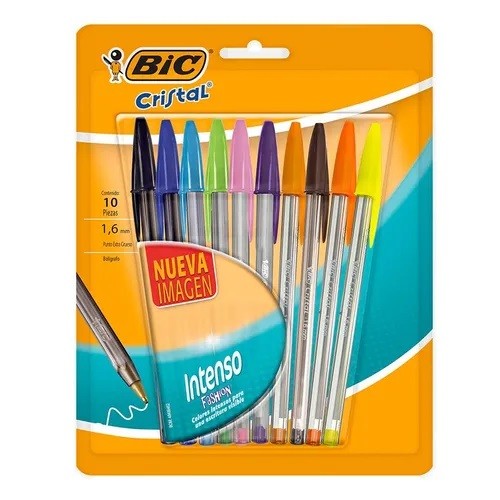 BOLIGRAFO CRISTAL INTENSO 10PZS 1.6MM-BIC-BOLIGRAFO