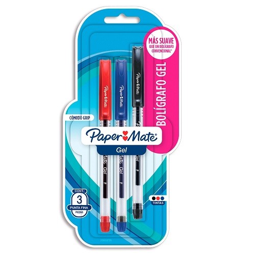 BOLIGRAFO GEL COLORES BASICOS 3PZ-PAPER MATE-BOLIGRAFO