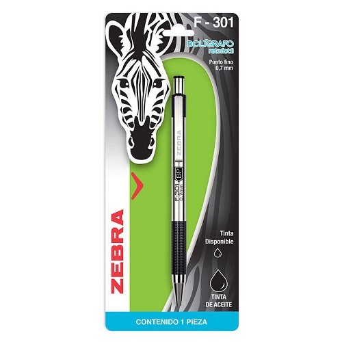 BOLIGRAFO RETRACTIL PUNTO FINO 0.7MM F-301-ZEBRA-BOLIGRAFO