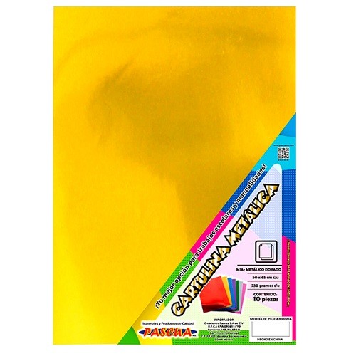 CARTULINA METALICA 68X53CM COLORES SURTIDOS 10PZ-PASCUA-CARTULINA