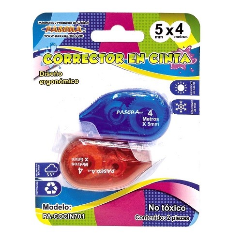 CORRECTOR EN CINTA 5MMX4M 2PZ-PASCUA-CORRECTOR