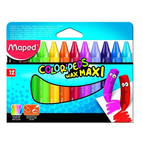 CRAYON CERA COLOR PEPS WAX MAXI 12PZ-MAPED-CRAYONES