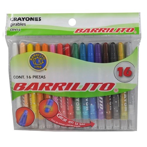 CRAYON CERA GIRABLE 16PZ-BARRILITO-CRAYONES