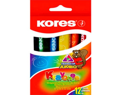 CRAYON CERA JUMBO TRIANGULAR 12PZ-KORES-CRAYONES