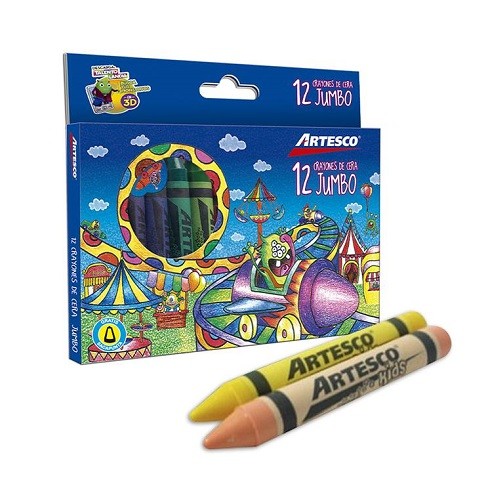 CRAYONES DE CERA REDONDOS DELGADOS 12PZ-ARTESCO-CRAYONES