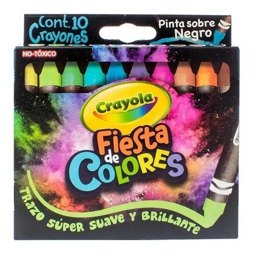 CRAYONES FIESTA PARA PAPEL NEGRO 10PZ-CRAYOLA-CRAYONES