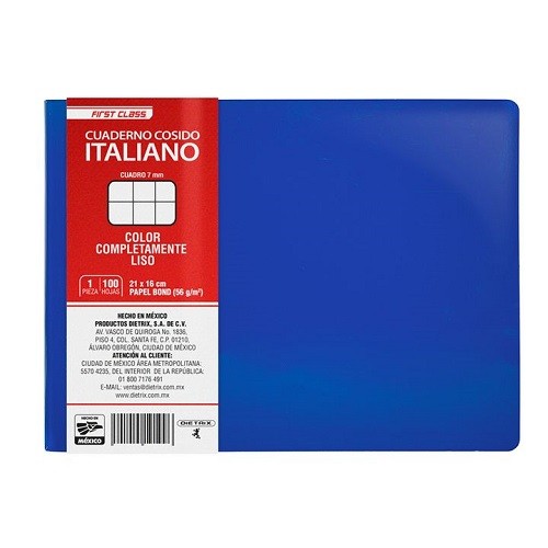 CUADERNO ITALIANO COSIDO 100H-DIETRIX-BLOCK O CUADERNOS