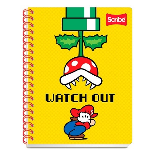 CUADERNO PROFESIONAL PASTA SEMI RIGIDA CON STICKERS Y SEPARADOR MARIO BROS RAYA 100H-SCRIBE-BLOCK O CUADERNOS