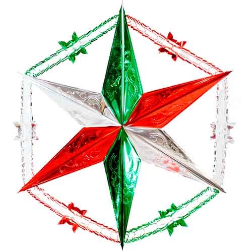 ESTRELLA CON CADENA TRICOLOR MEDIANA-ARTEMEX-ADORNO
