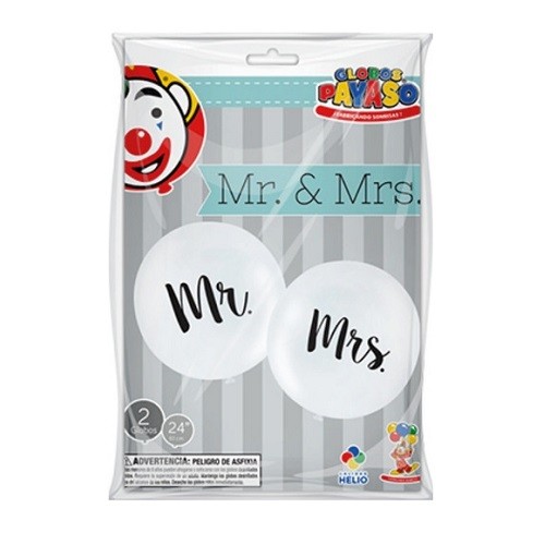 GLOBO IMPRESO MR & MRS NO.24 BCO-PAYASO-GLOBO