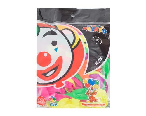 GLOBO NEON NO.10 100PZ-PAYASO-GLOBO