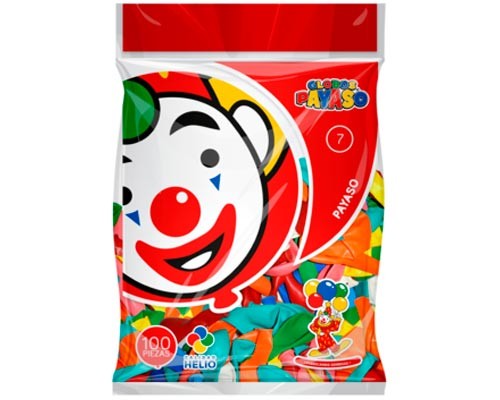 GLOBO REDONDO NO.7 SURTIDO 100PZ-PAYASO-GLOBO