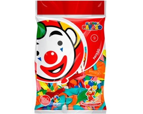 GLOBO REDONDO NO.9 SURTIDO 100PZ-PAYASO-GLOBO