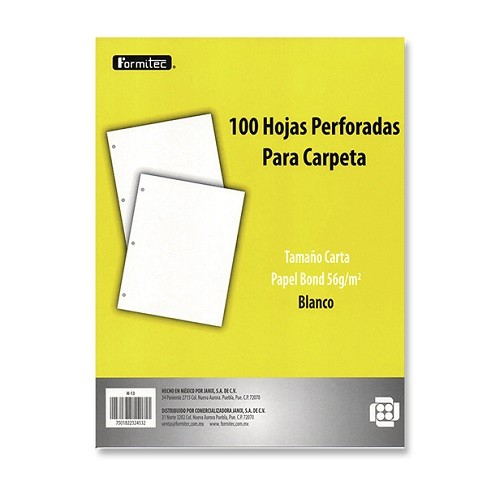 HOJAS DE REPUESTO PARA CARPETA CARTA 100H-FORMITEC-HOJA P/CARPETA