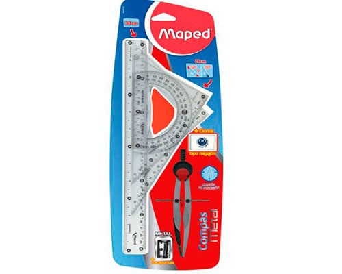 JUEGO DE GEOMETRIA CON COMPAS TECHNIC METAL-MAPED-JUEGO DE GEOMETRIA
