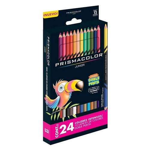 LAPICES DE COLORES PRISMACOLOR JR DOBLE PUNTA 12 PIEZAS/24 COLORES-PRISMACOLOR-LAPIZ D/COLOR ESCO.