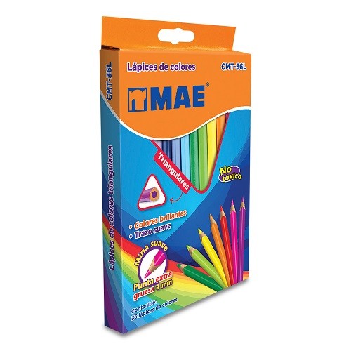 LAPIZ DE COLOR TRIANGULAR 36 PZ-MAE-LAPIZ D/COLOR ESCO.