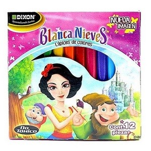 LAPIZ DE COLOR BLANCA NIEVES CORTO 12PZ-DIXON-LAPIZ D/COLOR ESCO.