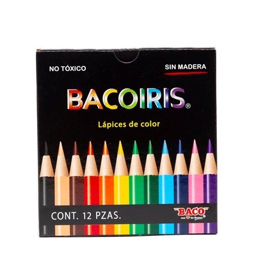 LAPIZ DE COLOR CORTOS BACOIRIS 12PZ-BACO-LAPIZ D/COLOR ESCO.