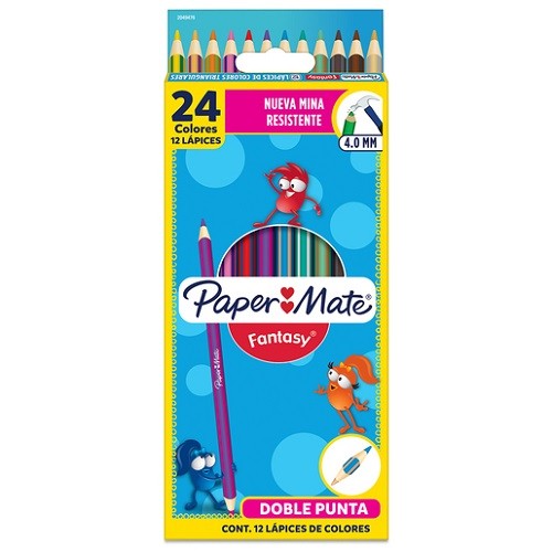 LAPIZ DE COLOR FANTASY DOBLE PUNTA 12PZ-PAPER MATE-LAPIZ D/COLOR ESCO.