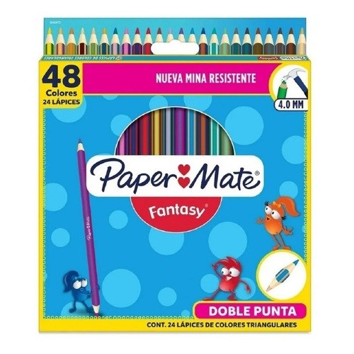 LAPIZ DE COLOR FANTASY TRIANGULAR DOBLE PUNTA 24PZ-PAPER MATE-LAPIZ D/COLOR ESCO.