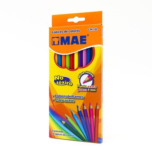 LAPIZ DE COLOR JUMBO TRIANGULAR 12PZ-MAE-LAPIZ D/COLOR ESCO.