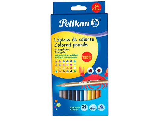 LAPIZ DE COLOR LARGO TRIANGULAR 24PZ-PELIKAN-LAPIZ D/COLOR ESCO.