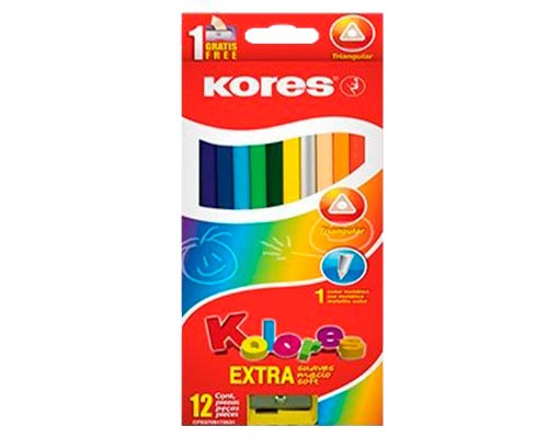 LAPIZ DE COLOR TRIANGULAR 3MM 12PZ-KORES-LAPIZ D/COLOR ESCO.