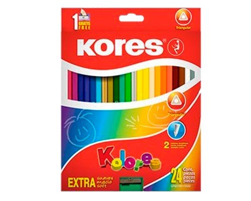 LAPIZ DE COLOR TRIANGULAR 3MM 24PZ-KORES-LAPIZ D/COLOR ESCO.