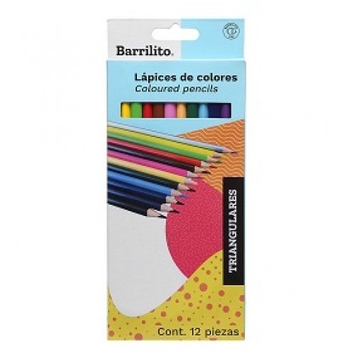 LAPIZ DE COLOR TRIANGULAR 12PZ-BARRILITO-LAPIZ D/COLOR ESCO.