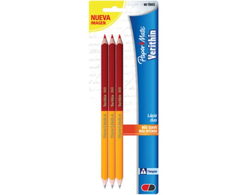 LAPIZ DUO TRIANGULAR VERITHIN GRAFITO/ROJO 3 PZ-PAPER MATE-LAPIZ