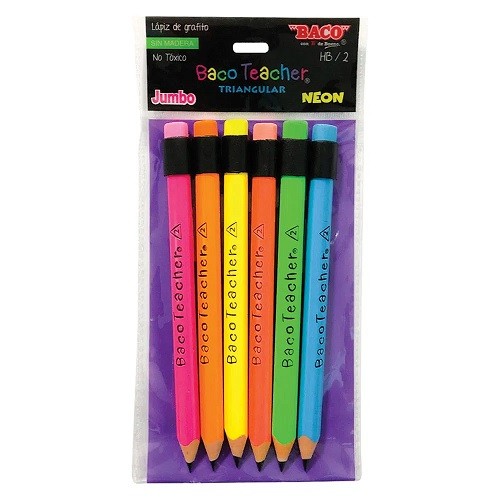 LAPIZ ENTRENADOR BACOTEACHER NEON 6PZ-BACO-LAPIZ