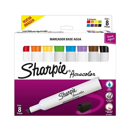 MARCADOR ACUACOLOR 8PZ-SHARPIE-PLUMIN/PLUMONES