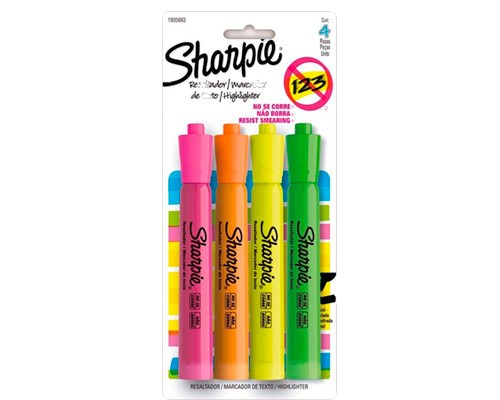 MARCADOR FLUORES ACCENT SHARPIE 4PZ-SHARPIE-RESALTADOR