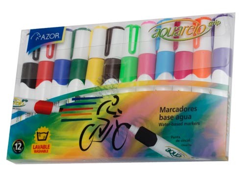 MARCADOR GRIP 12PZ-AQUARELO-MARCADORES