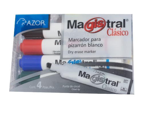 MARCADOR PARA PIZARRON CLASICO SURTIDO 4PZ-MAGISTRAL-MARCADORES