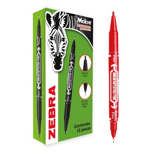 MARCADOR PERMANENTE DOBLE PUNTA MCKIE 12PZ-ZEBRA-MARCADORES
