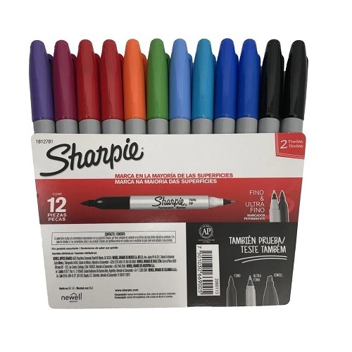 MARCADOR PERMANENTE PUNTA DOBLE TWIN SURTIDO 12PZ-SHARPIE-MARCADORES