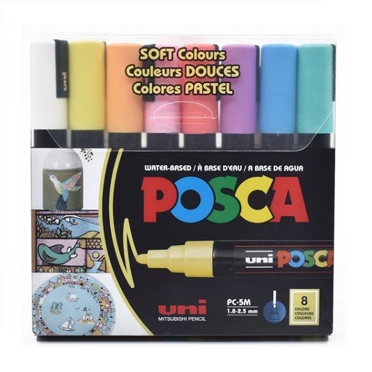MARCADOR PUNTA BALA 8PZ PASTEL-POSCA-MARCADORES