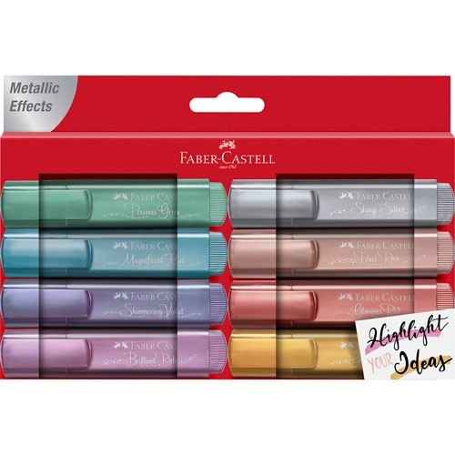 MARCADOR TEXTLINE COLORES METALICOS 8PZ-FABER CASTELL-RESALTADOR