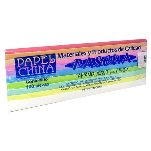 PAPEL CHINA COLORES 100PZ SURTIDO-PASCUA-PAPEL D/CHINA