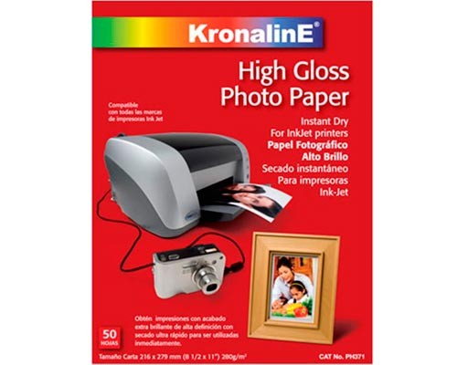 PAPEL FOTOG A.BRILLO 21.6X28CM 50H-KRONALINE-PAPEL FOTOGRAFICO