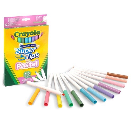 PLUMON AGUA COLOR PASTEL SUPER TIPS 12PZ -CRAYOLA-MARCADORES