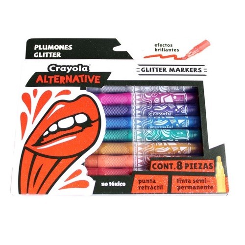 PLUMON GLITTER ALTERNATIVE 8PZS-CRAYOLA-PLUMIN/PLUMONES