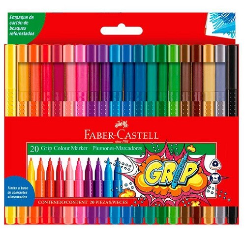 PLUMON GRIP COLOUR MARKER 20PZ-FABER CASTELL-PLUMIN/PLUMONES