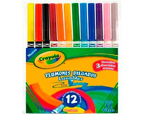 PLUMON LAVABLE SUPER TIPS DELGADO 12PZ-CRAYOLA-PLUMIN/PLUMONES
